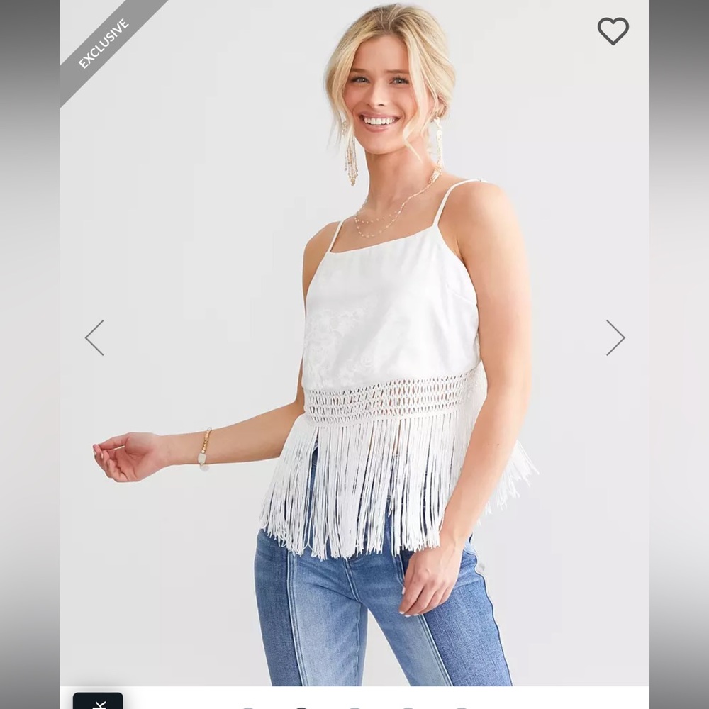 Willow+Root White Fringe Top with tags